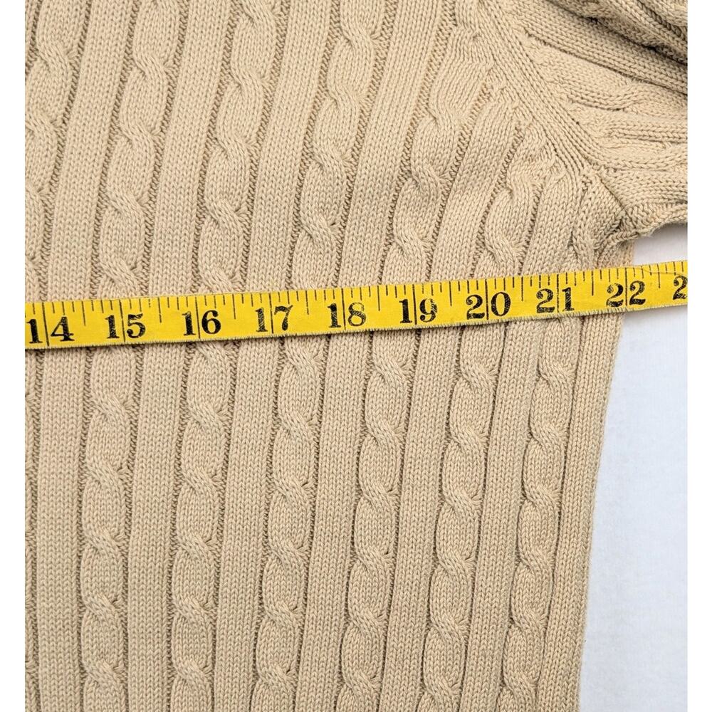 VTG Ralph Lauren Cable Knit Button Up Sweater Shawl Collar XL Tan - Picture 6 of 7